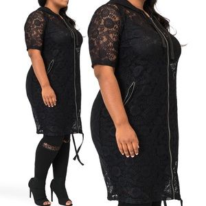 Kenny zip up sheer long lace hoodie